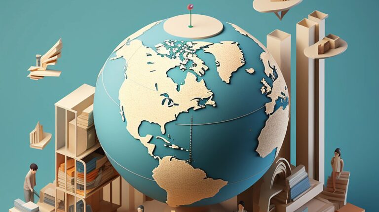 Immagine che rappresenta l’espansione di Metal’s nei mercati internazionali: un globo circondato da persone che lavorano